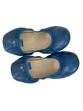 Yosi Samra Foldable Flats Womens Size 10 Blue Shoes Leather